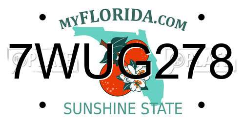 7WUG278 Florida License Plate