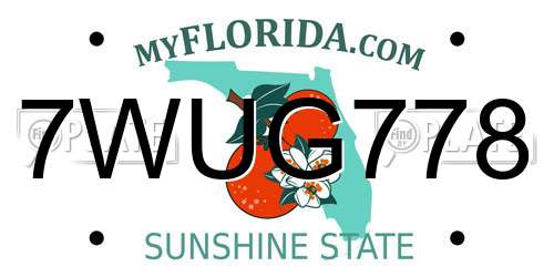 7WUG778 Florida License Plate