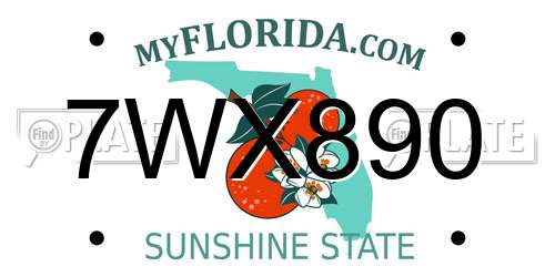 7WX890 Florida License Plate