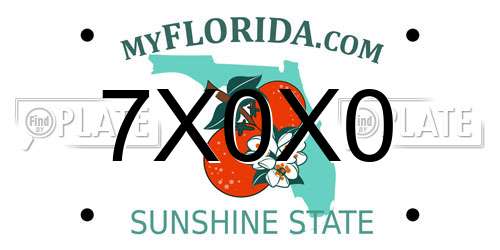 7X0X0 Florida License Plate