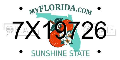 7X19726 Florida License Plate