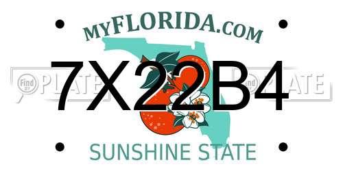 7X22B4 Florida License Plate
