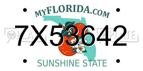7X53642 Florida License Plate