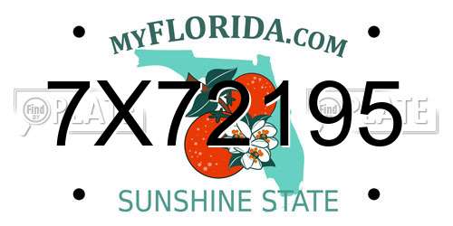 7X72195 Florida License Plate