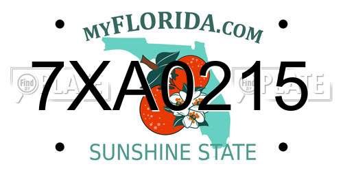 7XA0215 Florida License Plate