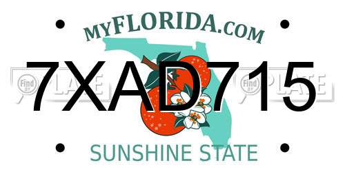 7XAD715 Florida License Plate