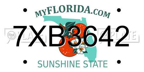 7XB3642 Florida License Plate