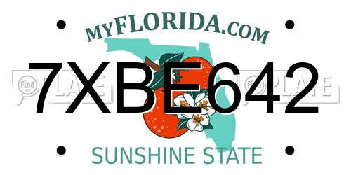 7XBE642 Florida License Plate
