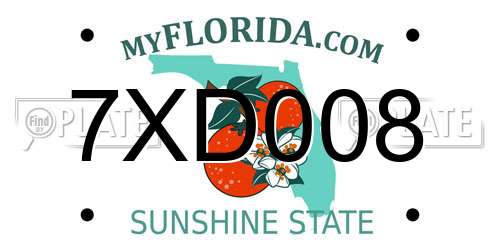 7XD008 Florida License Plate