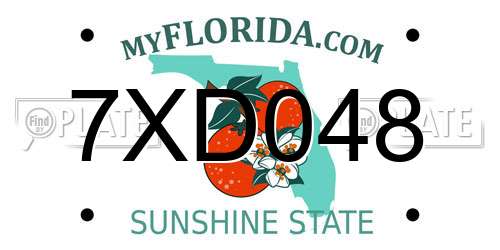 7XD048 Florida License Plate