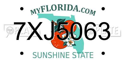 7XJ5063 Florida License Plate