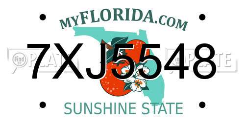 7XJ5548 Florida License Plate