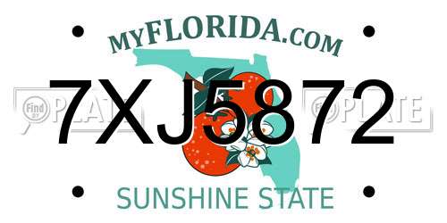 7XJ5872 Florida License Plate