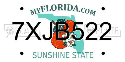 7XJB522 Florida License Plate
