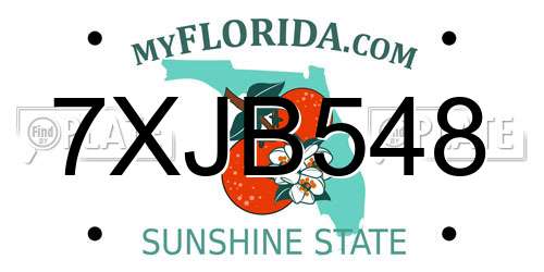 7XJB548 Florida License Plate