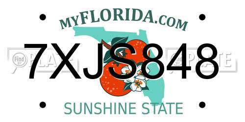7XJS848 Florida License Plate