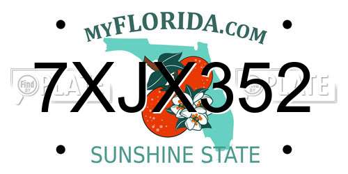 7XJX352 Florida License Plate
