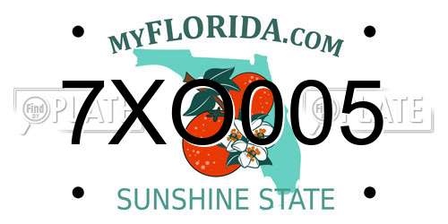 7XO005 Florida License Plate