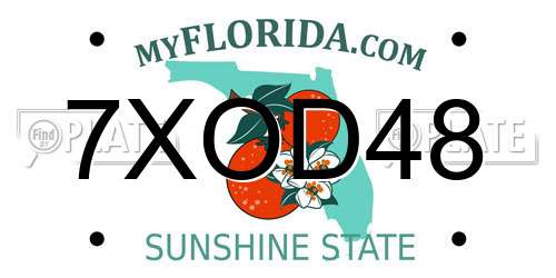 7XOD48 Florida License Plate