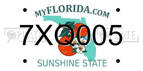 7XQ005 Florida License Plate