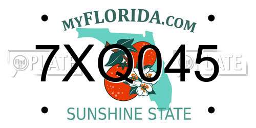 7XQ045 Florida License Plate