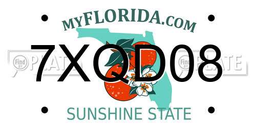 7XQD08 Florida License Plate