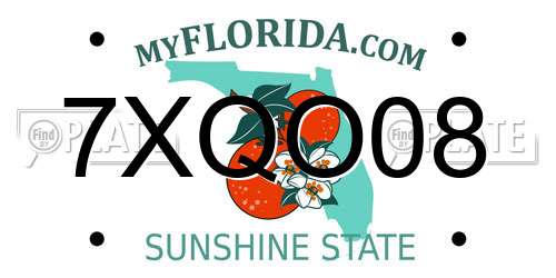 7XQO08 Florida License Plate