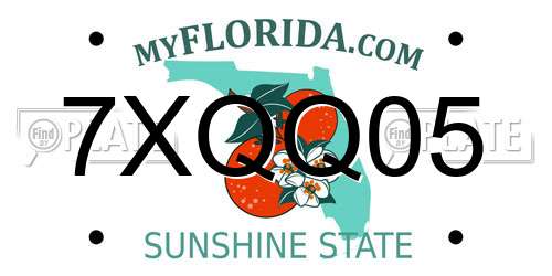 7XQQ05 Florida License Plate
