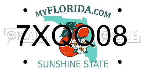 7XQQ08 Florida License Plate