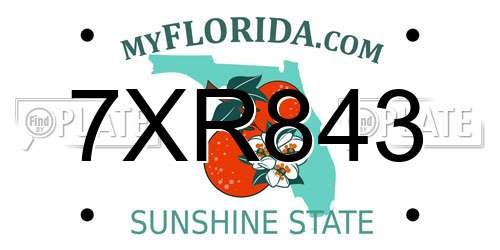 7XR843 Florida License Plate