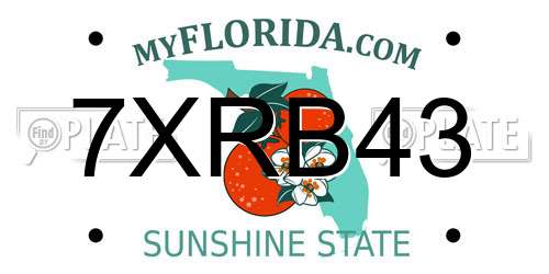 7XRB43 Florida License Plate
