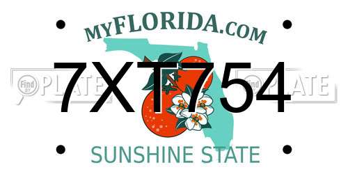 7XT754 Florida License Plate