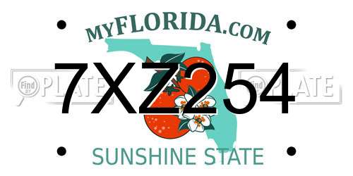 7XZ254 Florida License Plate