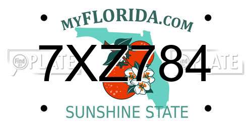 7XZ784 Florida License Plate