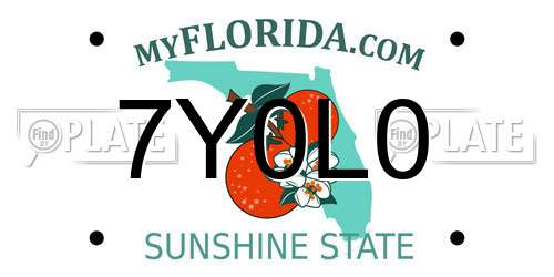 7Y0L0 Florida License Plate