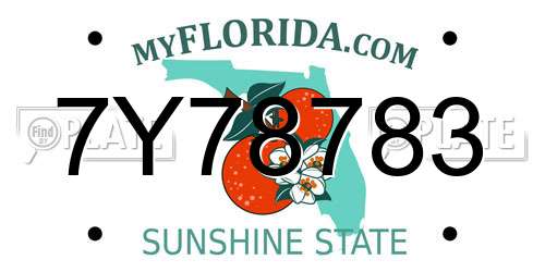 7Y78783 Florida License Plate