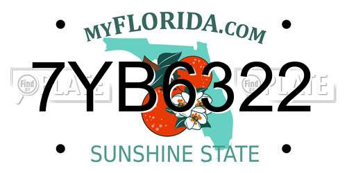 7YB6322 Florida License Plate