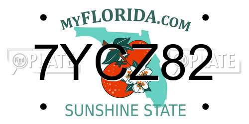 7YCZ82 Florida License Plate