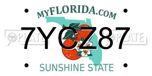 7YCZ87 Florida License Plate