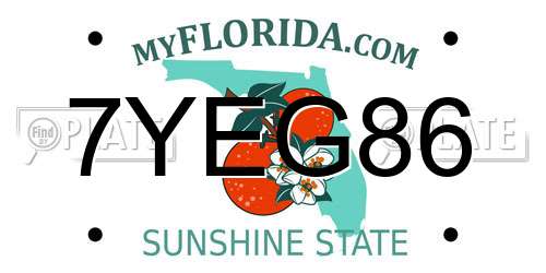 7YEG86 Florida License Plate
