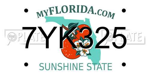 7YK325 Florida License Plate