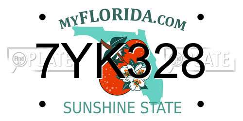 7YK328 Florida License Plate