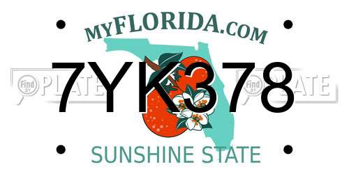 7YK378 Florida License Plate