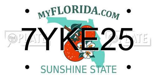 7YKE25 Florida License Plate