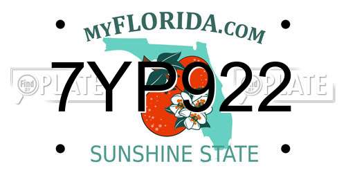 7YP922 Florida License Plate