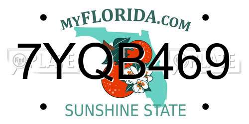 7YQB469 Florida License Plate