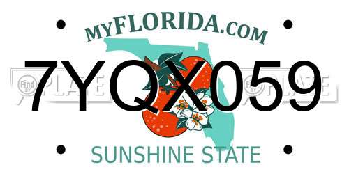 7YQX059 Florida License Plate