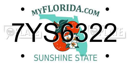 7YS6322 Florida License Plate
