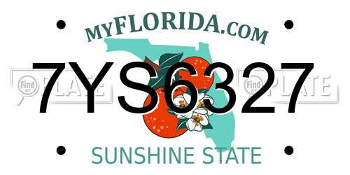 7YS6327 Florida License Plate