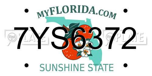 7YS6372 Florida License Plate